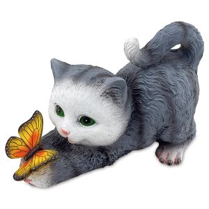 Cat With Butterfly Solar Garden Light