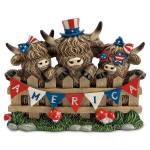 Patriotic Highland Cow Decor