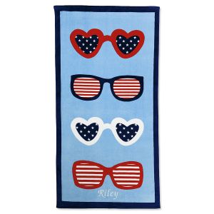 Patriotic Sunglasses Beach Towel