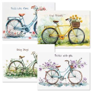 Watercolor Bike Friendship Greeting Cards - BOGO