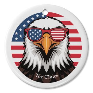 Eagle With Sunglasses Personalized Round Ornament