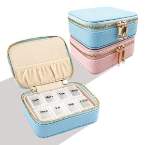 Blue Travel Case with Pill Organizer