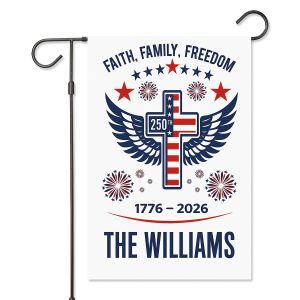 Faith Family Freedom Personalized Garden Flag