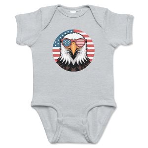 Eagle with Sunglasses Grey Baby Bodysuit Romper
