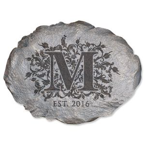 Personalized Floral Initial Garden Stone