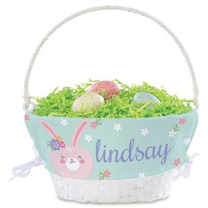 Pink Bunny Easter Basket with Personalized Liner