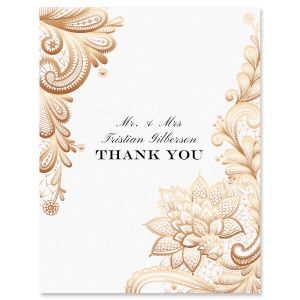 Personalized Gold Lace Thank You Cards