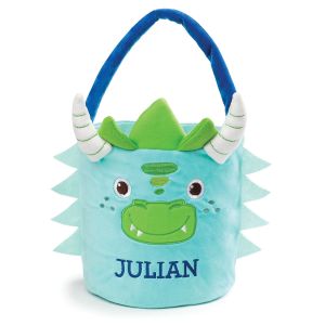 Personalized Plush Dinosaur Easter Basket
