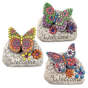 Cement Butterfly Welcome Garden Stone