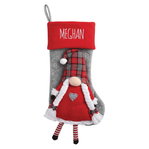 Red Gnome Character Personalized Christmas Stocking