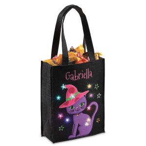 Cat Halloween Light-up Personalized Tote Bag