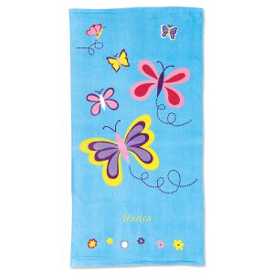 Blue Butterflies Personalized Beach Towel