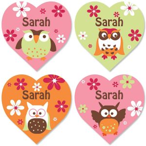 Owl Heart Personalized Stickers