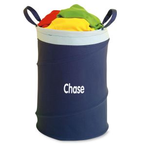 Blue Collapsible Personalized Laundry Tote