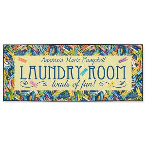 Clothespins Laundry Double-Width Personalized Doormat