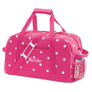 Pink with White Dots Large Duffel Bag