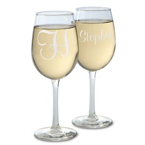 Script Stemmed Personalized Wine Glasses