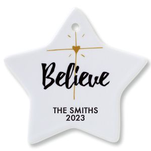 Believe Star Personalized Christmas Ornament