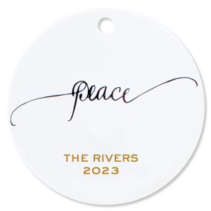 Personalized Peace Round Christmas Ornaments