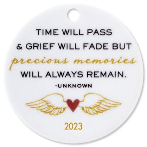 Time Will Pass Round Memorial Personalized Christmas Ornament