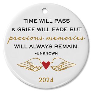 Time Will Pass Memorial Round Personalized Christmas Ornament