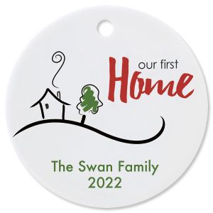 Our First Home Ceramic Personalized Christmas Ornament