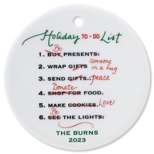 Personalized Holiday To Do Round Christmas Ornament