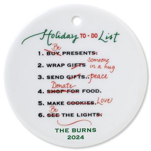 Personalized Holiday To Do Round Christmas Ornament