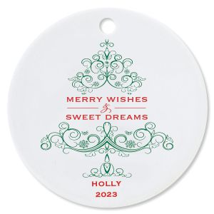 Personalized Merry Wishes Round Christmas Ornament