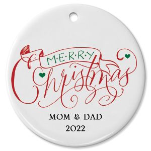 Merry Christmas Banner Ceramic Personalized Christmas Ornament