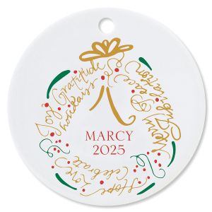 Wreath Round Personalized Christmas Ornament