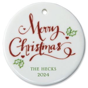 Merry Christmas Ceramic Personalized Christmas Ornament