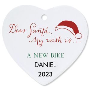 Dear Santa Heart Ceramic Personalized Christmas Ornament