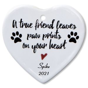 A True Friend Heart Pet Memorial Ceramic Personalized Christmas Ornament