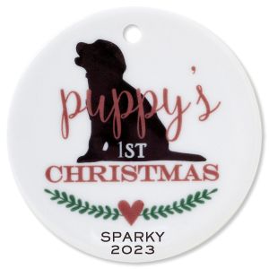 Puppy's 1st Christmas Ceramic Personalized Christmas Ornament