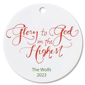 Glory to God Ceramic Personalized Christmas Ornament