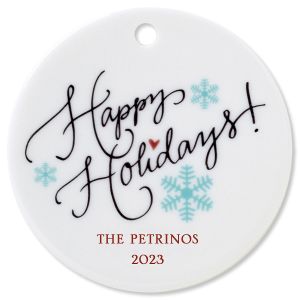 Happy Holidays Ceramic Personalized Christmas Ornament