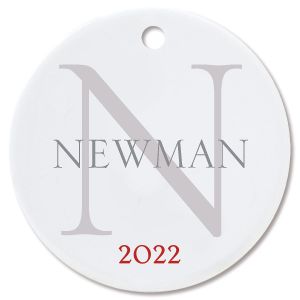 Name with Initial Ceramic Personalized Christmas Ornament