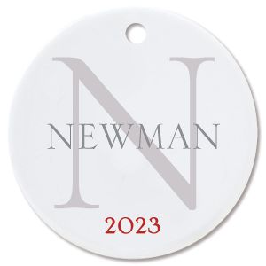 Name with Initial Ceramic Personalized Christmas Ornament