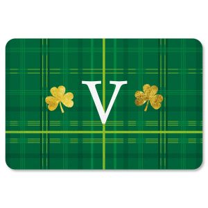 Shamrock Plaid Personalized St Patrick's Day Doormat
