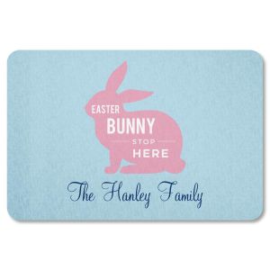 Easter Bunny Stop Here Personalized Doormat