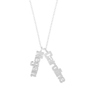 Silver Vertical Name Plate Personalized Necklace with Chain