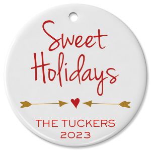 Sweet Holidays Round Personalized Christmas Ornament