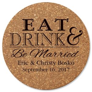 Eat, Drink, and Be Married Round Cork Personalized Trivet