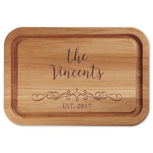 Vine-Design Engraved Wood Cutting Board
