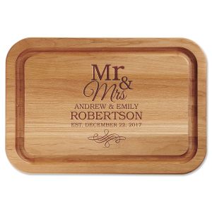 Mr. & Mrs. Engraved Wood Cutting Board