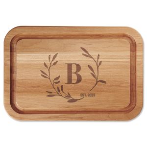 Circle Laurel Engraved Wood Cutting Board