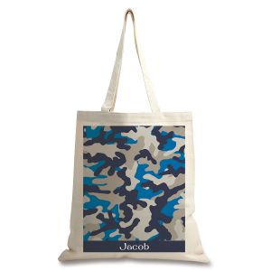 Blue Camo Personalized Canvas Tote
