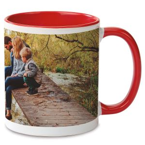 Panoramic Ceramic Photo Mug - Red Handle