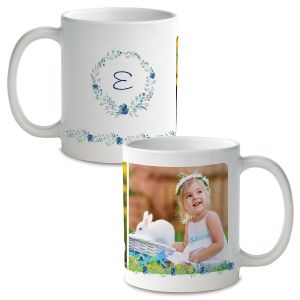 Floral Initial Personalized Photo Mug